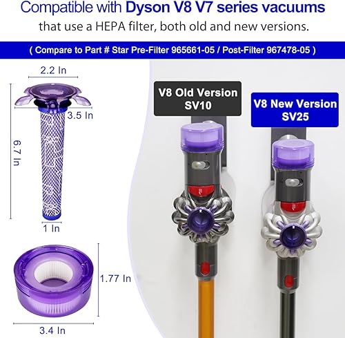 Miniatura 3 de Lemige V7 V8 Kit de repuesto de filtro para aspiradoras inalámbricas Dyson V7 V8 Slim Animal Absolute Motorhead SV10 SV11 SV25