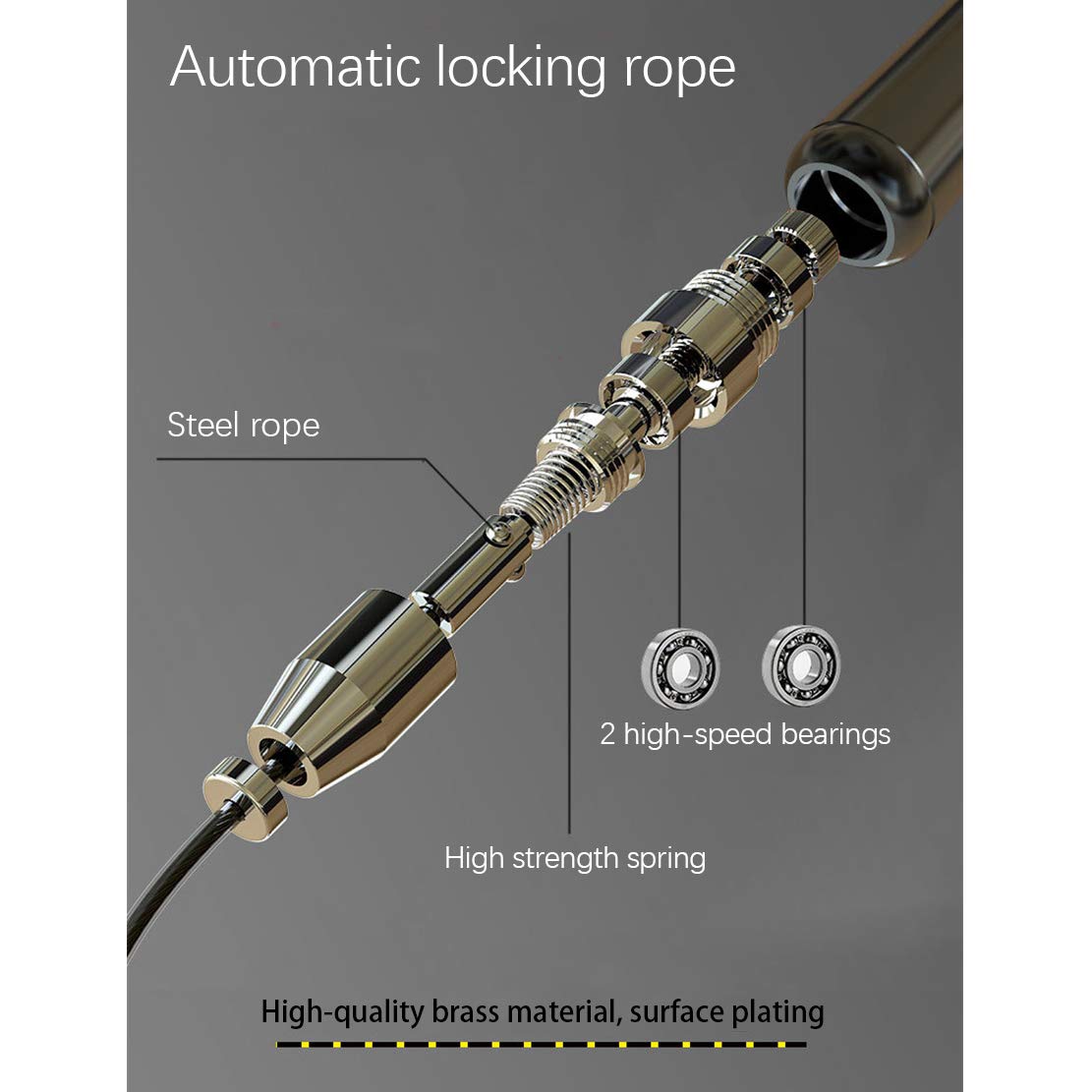 AKT Câble Corde à Sauter Ultra-Vitesse Poignée en Aluminium Sauter à la Corde avec Système de Verrouillage Automatique Corde de 5 mm pour Boxe Gym Fitness Training