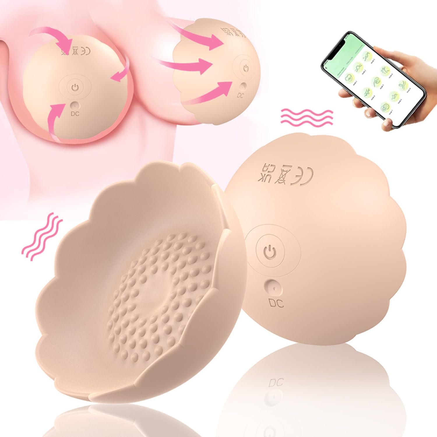 360° Breast Massager, Female APP Nipple Stickers Teasing Nipple Sucking Vibrator, 10 Modes, Flirting Masturbator Stimulating Sex Toys