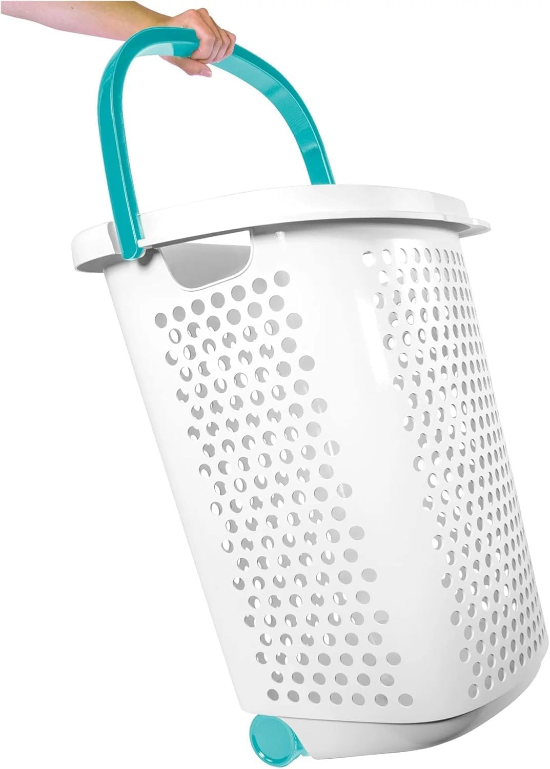 70.52 Liter Rolling Laundry Basket, Heavt-Duty Plastic Wheeled Design Clothes Laundry Hamper with Pop-Up Wide Handle, Large Capacity for Families, Dormitories, Laundry Rooms, 15.47 "W x 20.11"D x 25"H