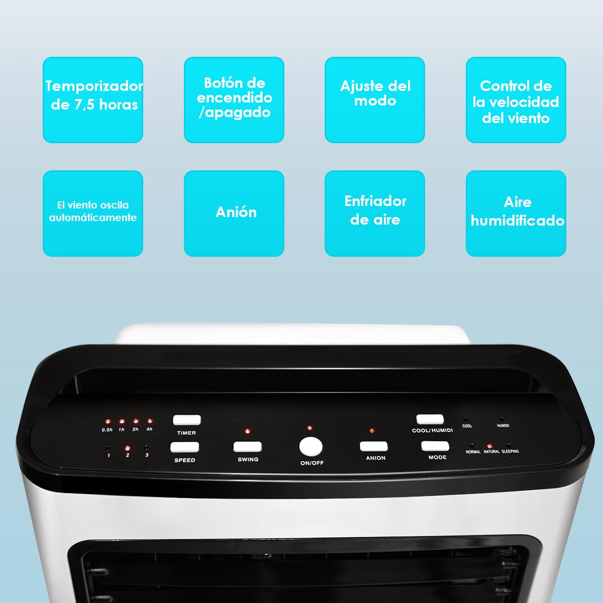 GOPLUS Aire Acondicionado Portátil 4 en 1, Purificación Ventilador Humidificador Enfriador de Aire Móvil con Depósito de Agua 8L, Climatizador Evaporativo 3 Velocidad, Temporizador 7,5H, Contro Remoto