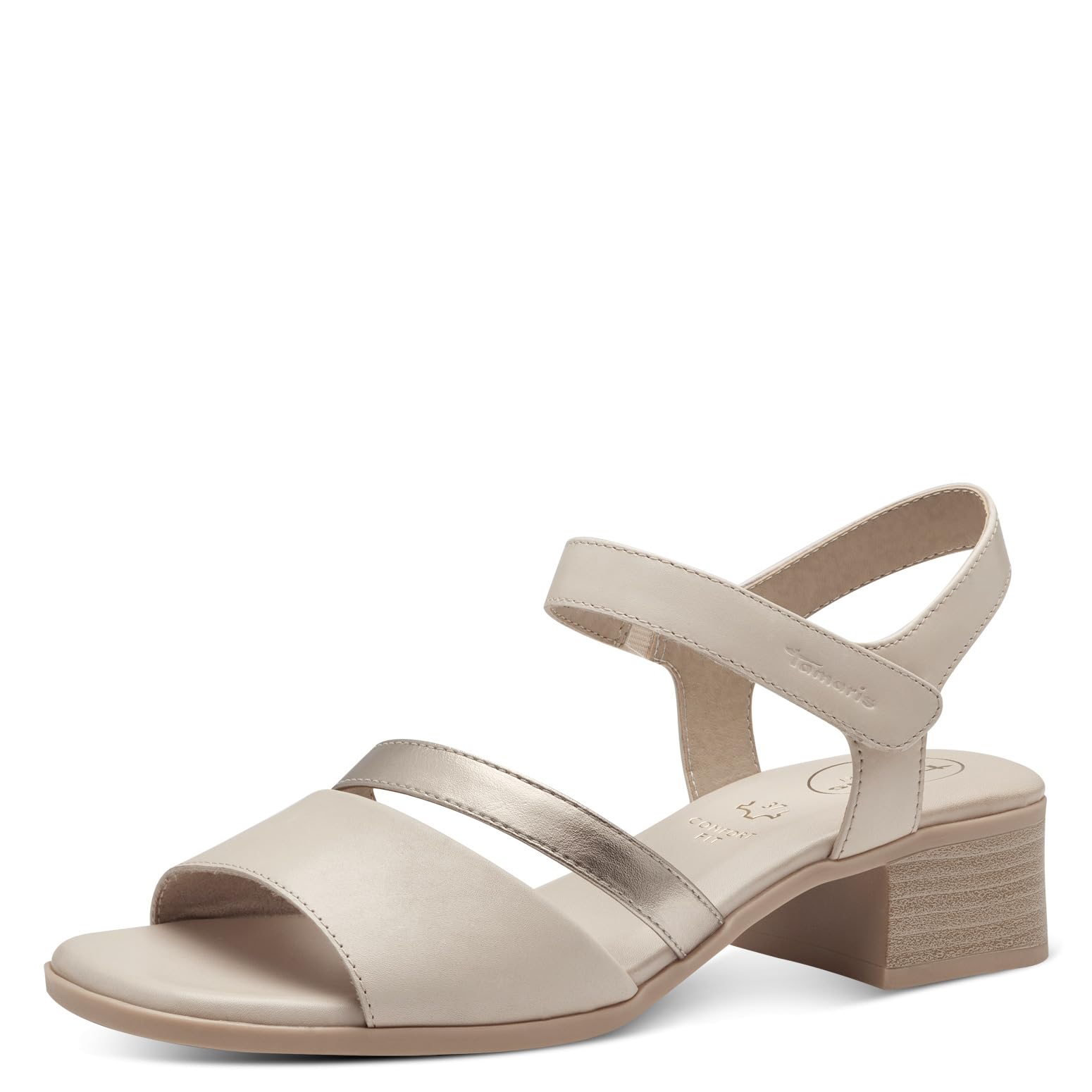 Tamaris Comfort Women’s Sandals with Heel Leather with Velcro, Ivory, 5 UK