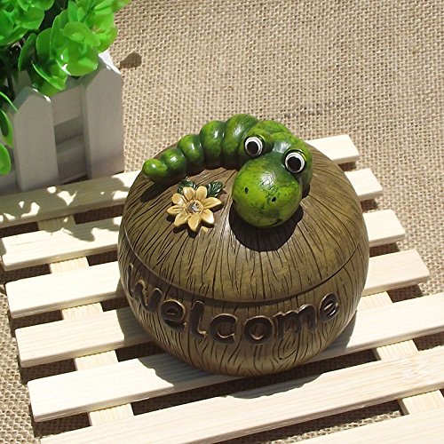 ZHH Cenicero Cubierto de Oruga de la Tortuga de la Rana del Caracol - Regalo Creativo de la Manera del Jardín del cenicero de la Resina para el Novio,Oruga,cenicero