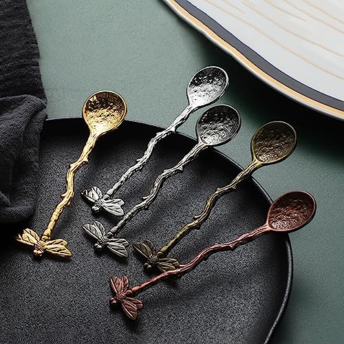 Bluelans 64ABA64ABAD8102121 Retro Dragonfly Spoon Coffee Spoon Teaspoon Stainless Steel Tableware Creative Sugar Spoon Tea Spoon Stir Bar Spoon Stirring Spoon, Dessert Spoon, Cake Spoon, Long Handle Spoon Kitchen Gadget Antique thumb #4
