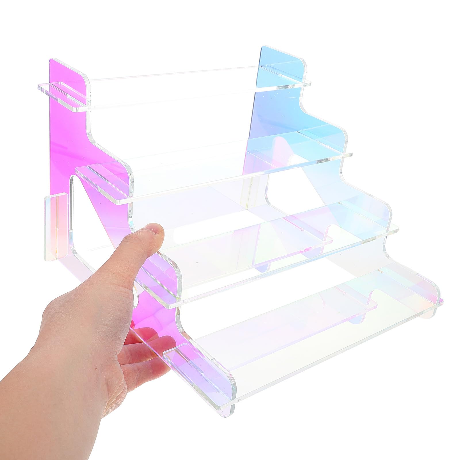 Healeved Acryl Parfümständer mit 4-stufigem Design Farbenfroher Figurenständer für Einfache Aufbewahrung und Platzsparende Organisation von Kosmetik und Figuren im Zuhause