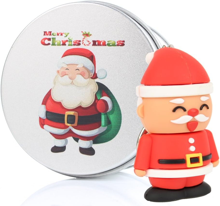 Christmas Santa 16G USB Flash Drive Memory Sticks Data Pen Drives Duo Storage Device Novelty Digital Cute Nice Gift Present for Computer PC iMac Kids Girls Boys her Women School Students 16GB