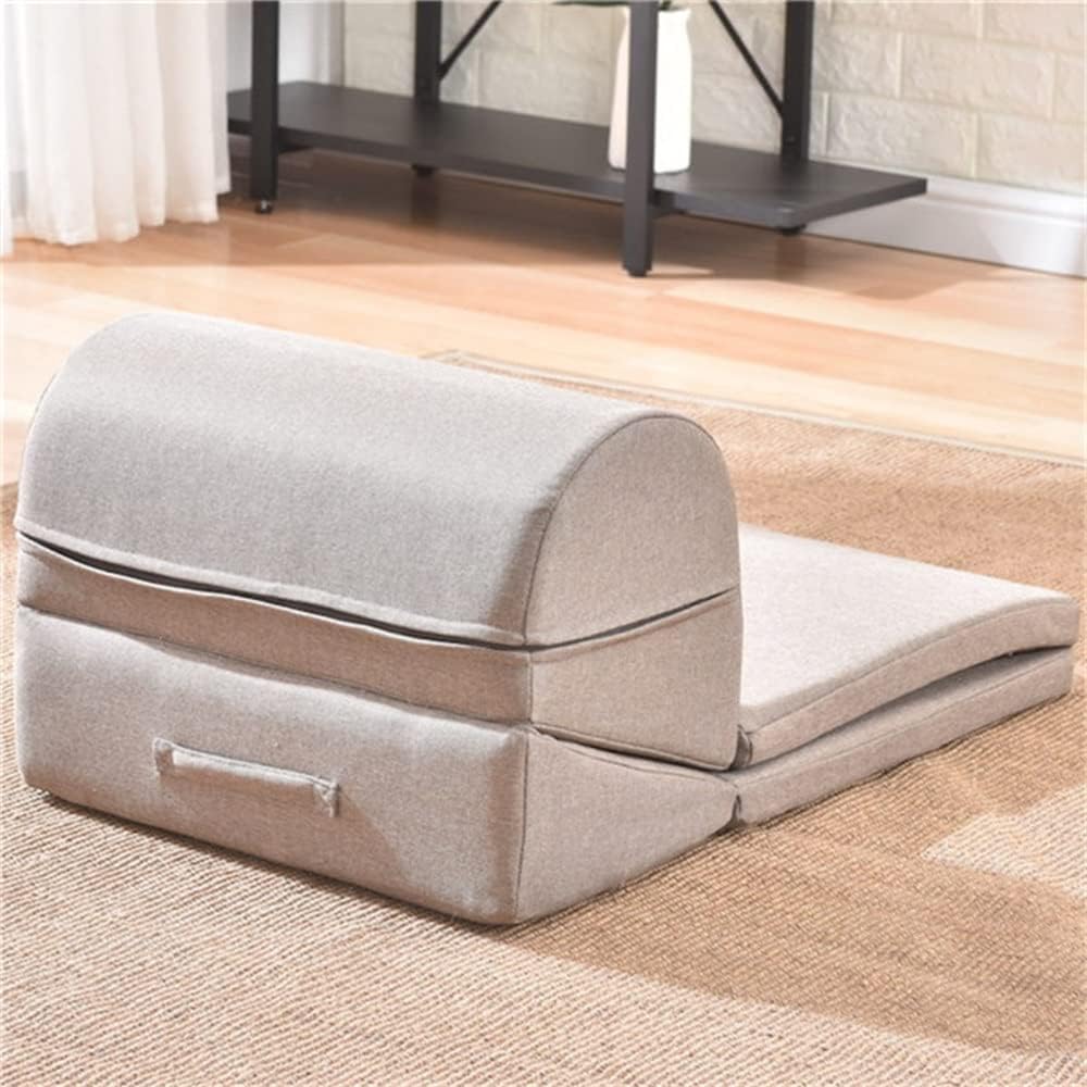 Foldable Lounger Sofa Chair Furniture Collapsible Adjustable Floor Couch Sofa Chaise Lounge for Living Room (Grey 140x47cm)