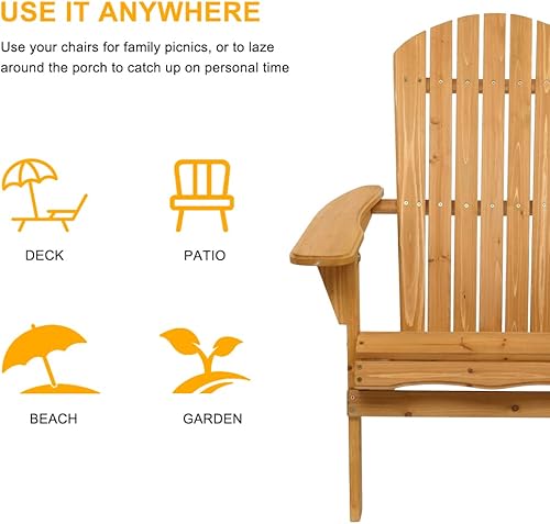 Miniatura 4 de MayBee Silla plegable Adirondack de madera con acabado natural