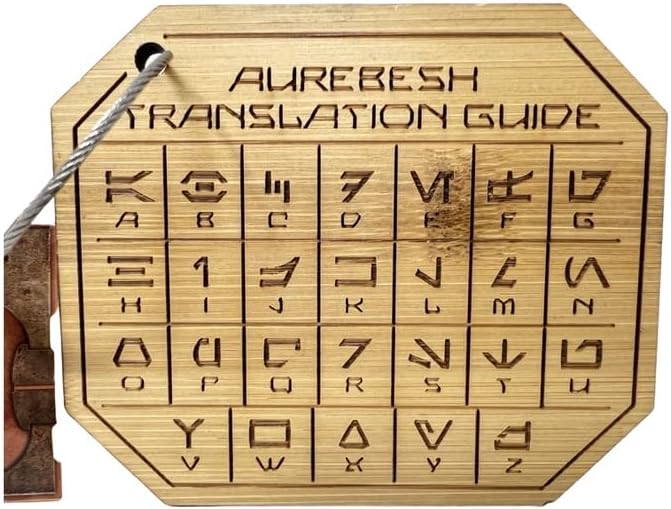 Galaxy's Edge Aurebesh Translation Guide Keychain Wooden Engraved Star Wars
