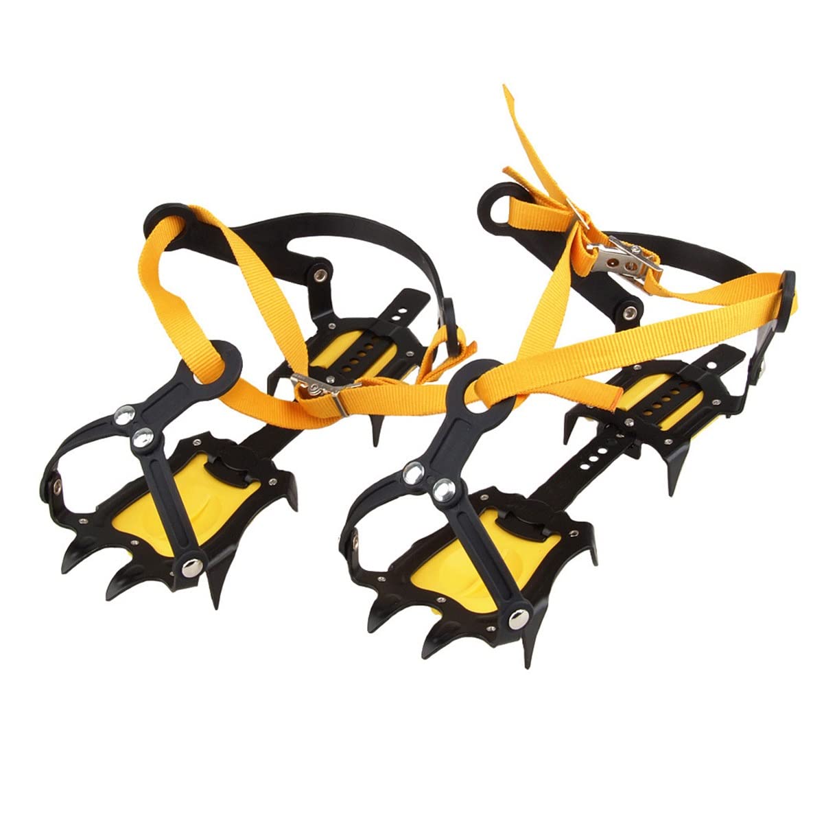 10 dientes antideslizantes garras de hielo, crampones de hielo ajustables, de alta resistencia de acero de hielo Cleat, pinchos de tracción de hielo para los zapatos y las botas para la nieve y el bar