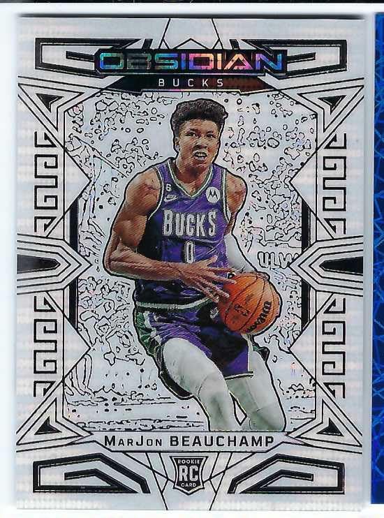 MARJON BEAUCHAMP 2022-23 Panini Obsidian #178 ELECTRIC ETCH WHITE PULSAR PARALLEL Rookie Card RC Milwaukee Bucks Basketball
