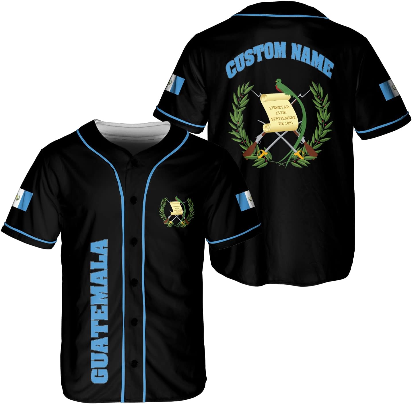 Personalized Name Guatemala Baseball Jersey Shirt Guatemalan Pride 3D Shirts Gift for Men Women, Guatemala Jersey