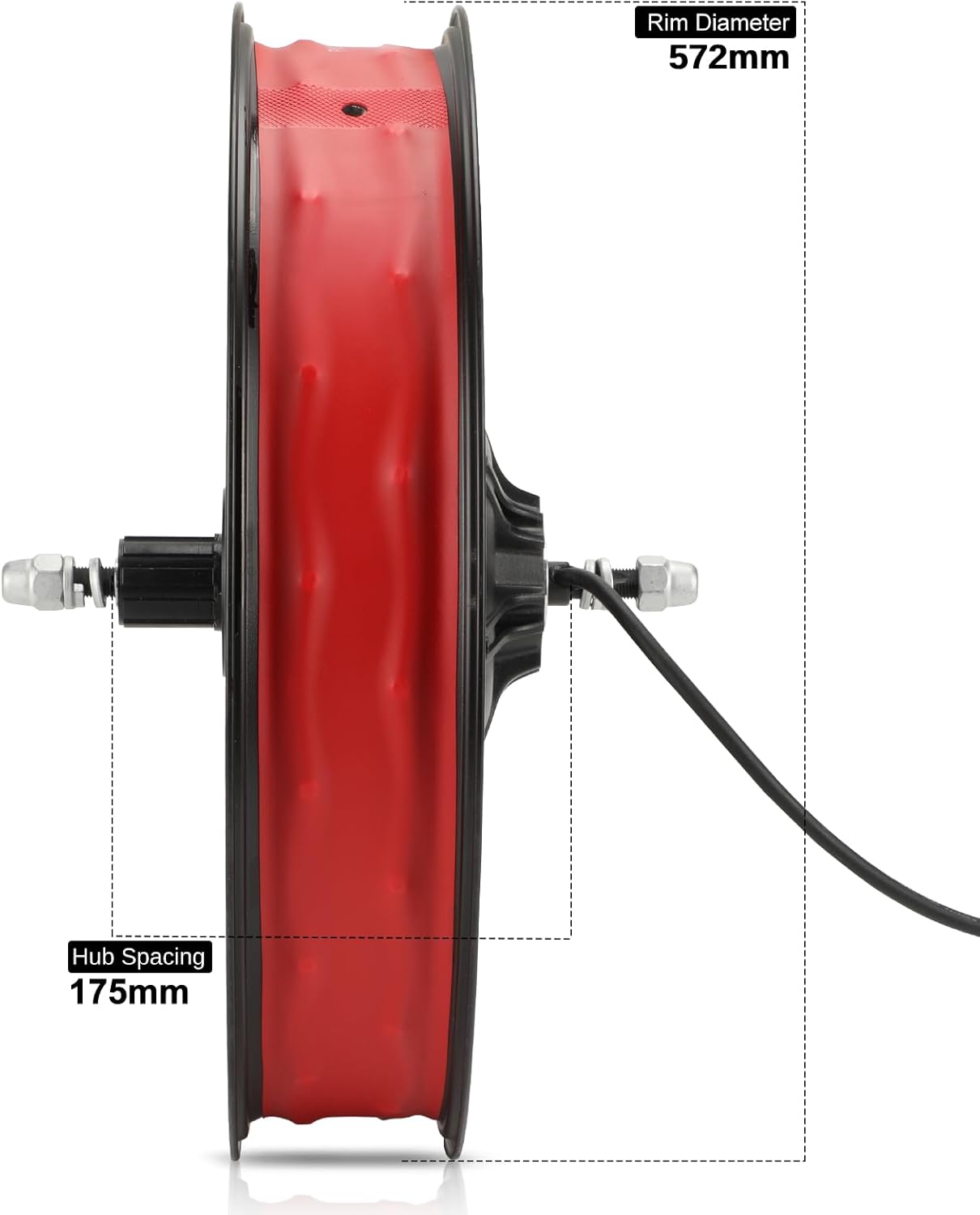 26 x 4 Inch Fat Bike Rim with BAFANG G062 48V 750W Hub Motor Assembled, 175mm O.L.D. for Fat Tire, 11 Pin Waterproof Motor Connector, Ebike Replacement Rear Wheel
