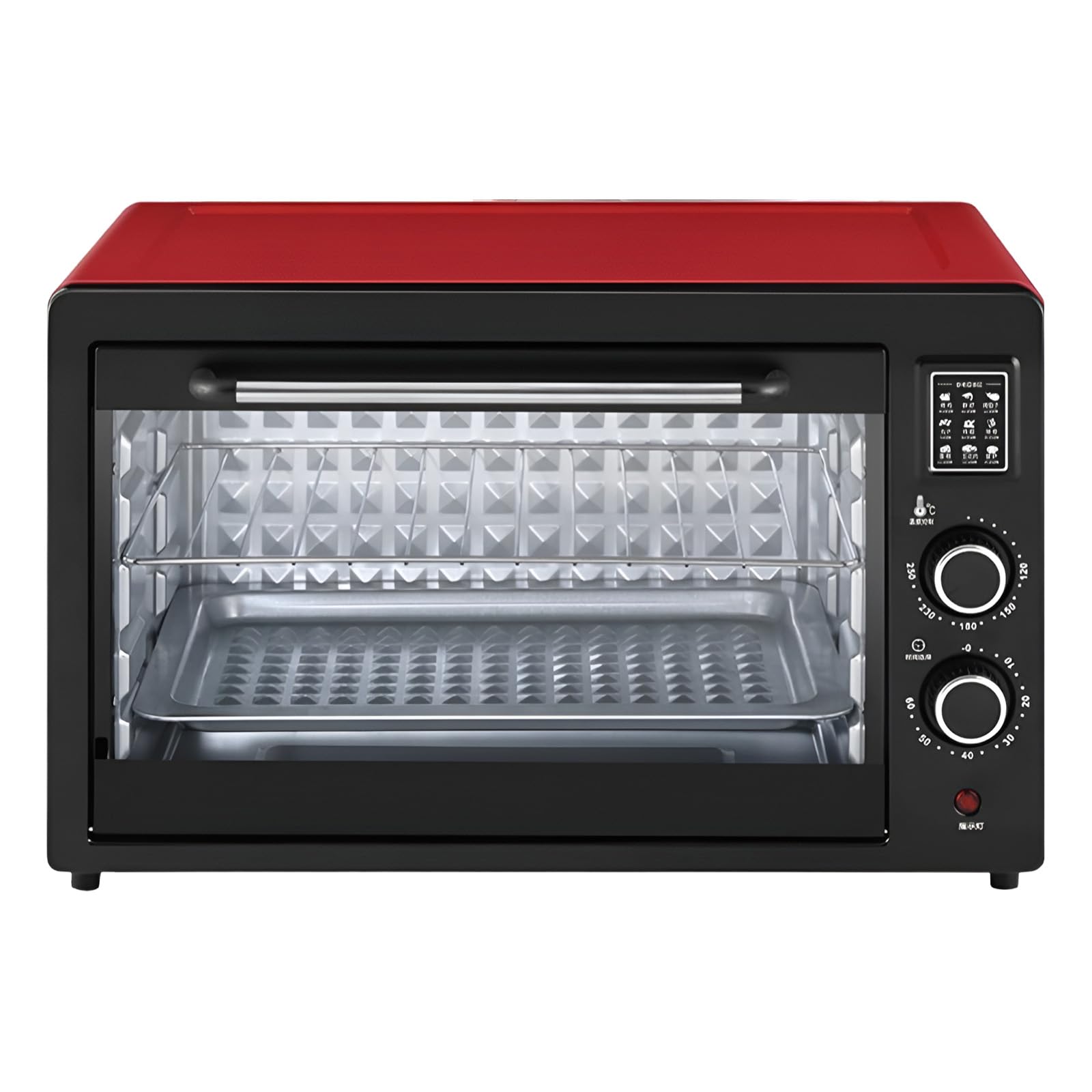 Mini piekarnik 48 l, elektryczny piekarnik do pizzy, domowy wypiekacz do chleba z blachą do pieczenia i rusztem, z timerem 30-minutowym i regulacją temperatury 70–230 ℃