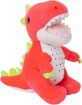 11" Pitaya T-Rex Plush Toy, Cute Pink Dinosaur Stuffed Animal with Fruit Design, Soft Red Tyrannosaurus Plush Doll for Kids Girls Boys, Creative Present for Birthday Christmas