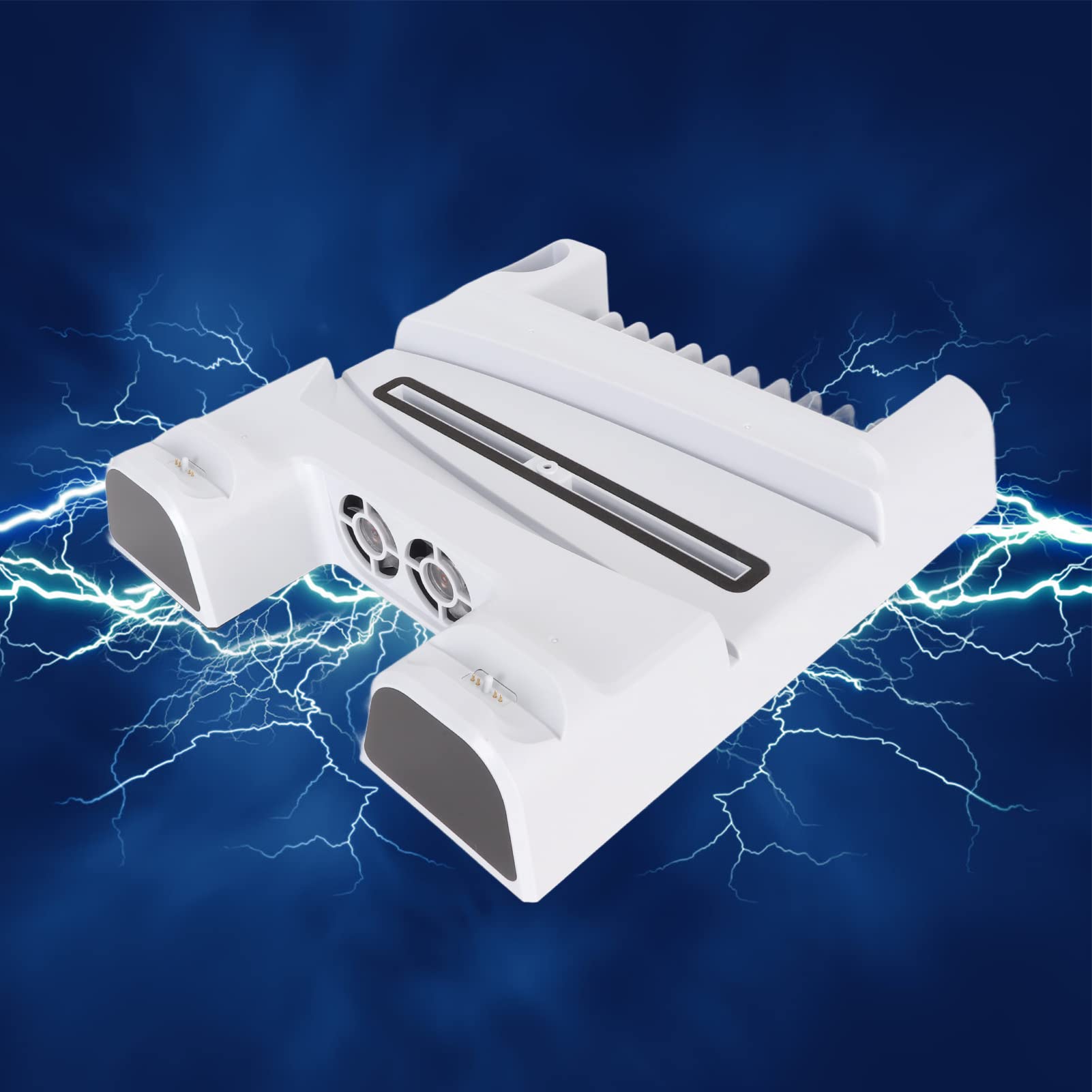 KUIDAMOS Stazione di Raffreddamento per con 3 velocità della Ventola Regolabili e Doppio Dock di Ricarica per Console e Controller Bianco