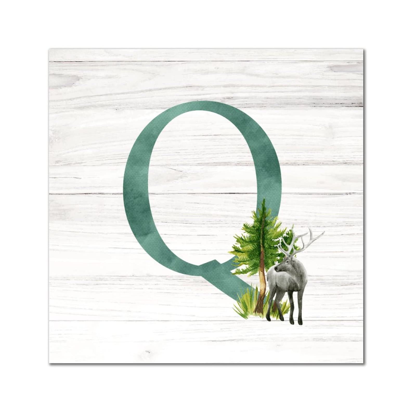 Lettre Q en bois de 40 cm pour décoration murale de salon