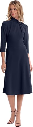Donna Morgan Womens Donna Morgan Womens Dresses Mock Neck A-line Dress with Twist Neck Detail