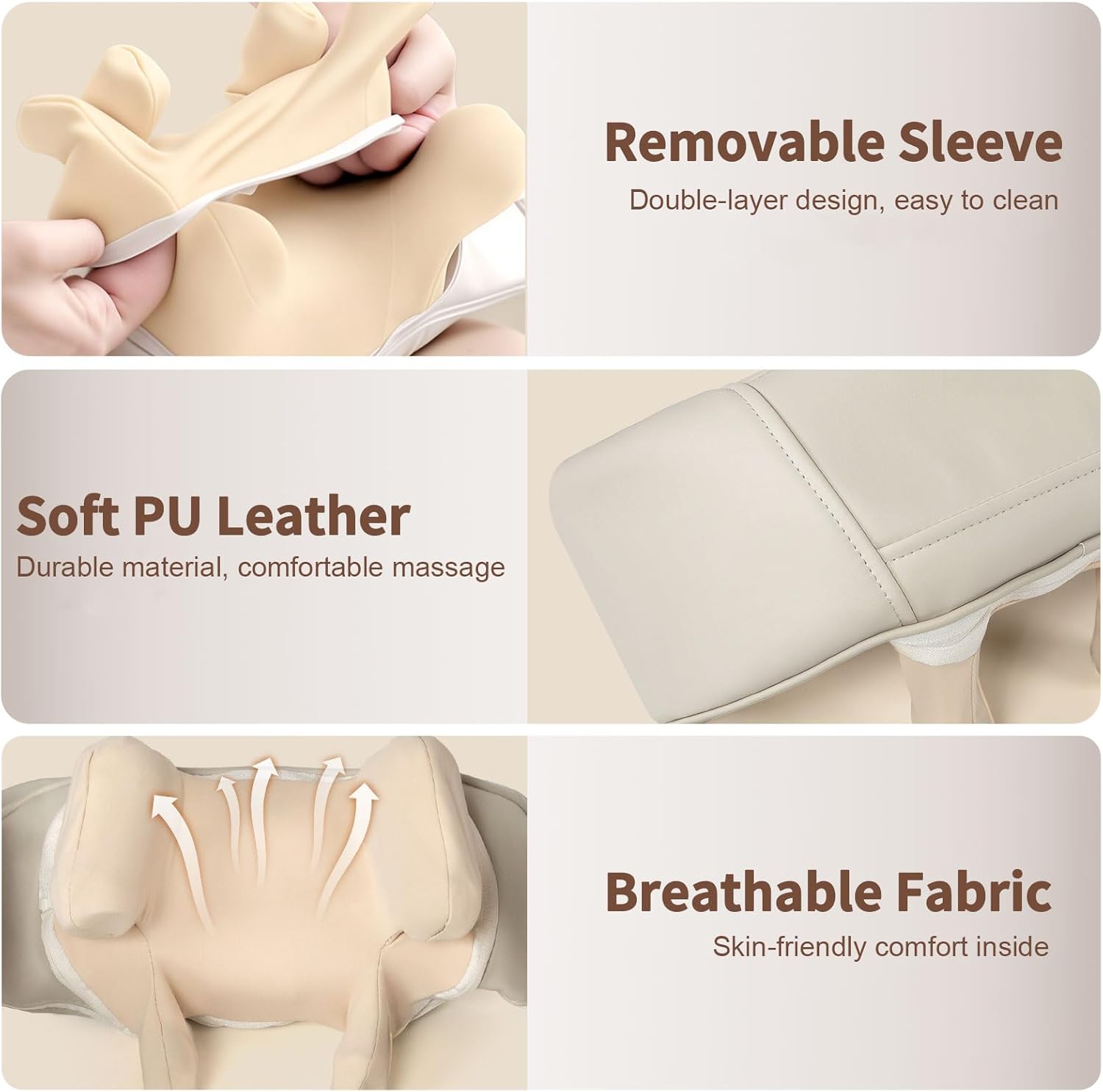 iRest 4D Cordless Neck and Shoulder Massager with Heat, Electric Deep Tissue Kneading Neck and Back Massage, Rechargeable Gift for Dad Mom Friend, Beige