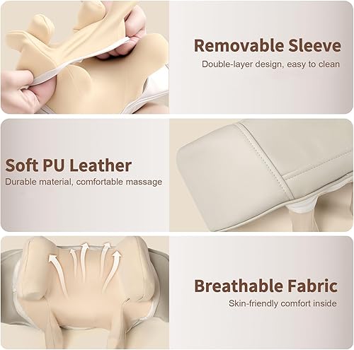 Miniatura 5 de iRest Masajeador de cuello y hombros 4D con calor, masajeador Shiatsu eléctrico inalámbrico para aliviar el dolor de tejido profundo en hombros y