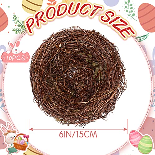 10 Pcs 5.9'' Easter Artificial Bird Nest Decorating Rattan Birdhouse Nest For Crafts Easter Wedding Patio Garden Diy Terrarium And Spring Vignettes #TOP3