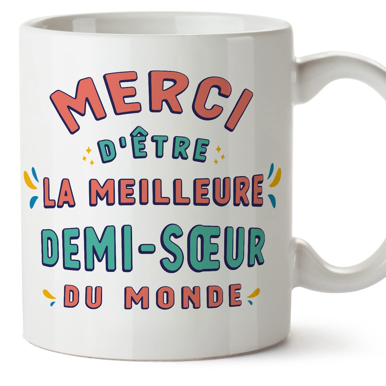 MUGFFINS Stepsister Mug - in French - Merci d'être le Meilleur - Funny Gift - Ceramic 11oz Mug