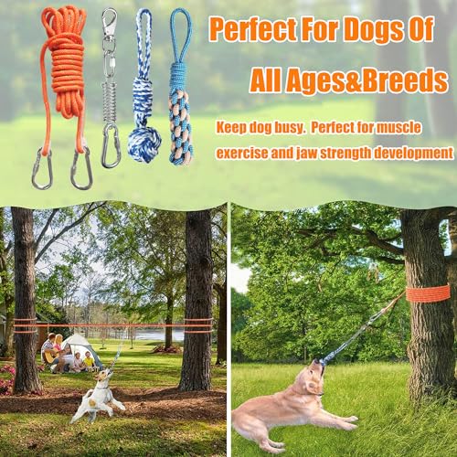 TUAHOO Outdoor Dog Bungee Tug Toy, Spring Pole Rope Tether Tug of War Toys for Aggressive Chewers Pitbull Large Dogs to Interactive Exercise Solo Play, 17ft Hanging Tree Tug Dog Rope Toys