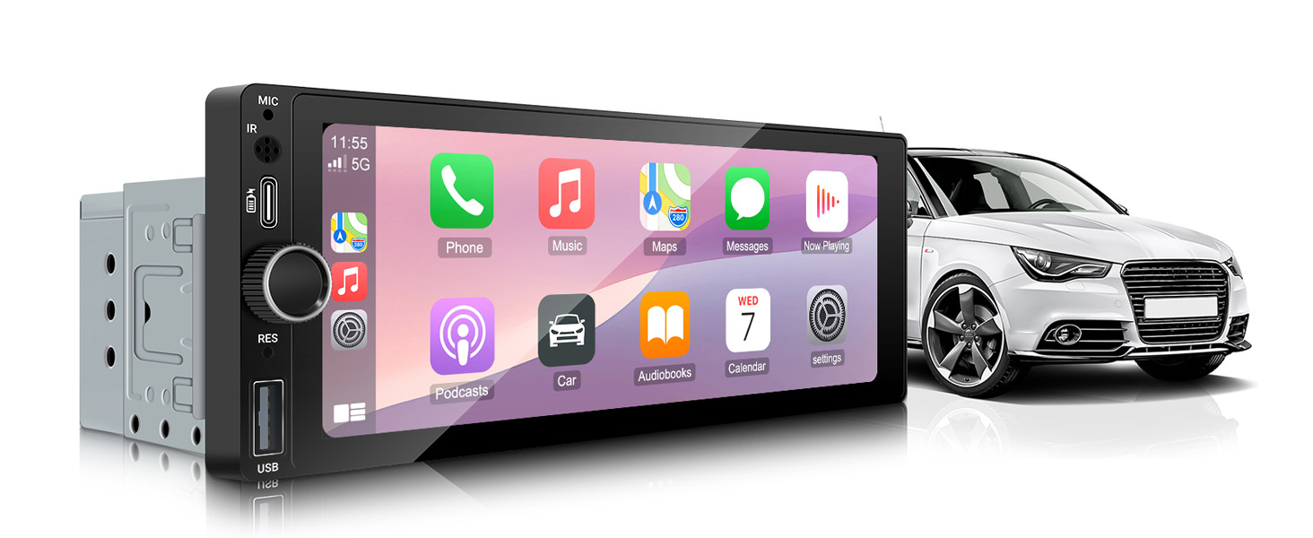 Amazon.com: LEXXSON Single Din Car Stereo with Wireless Carplay