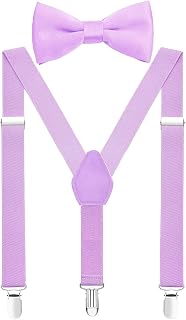 YJDS Men's Boys' Suspenders and Bow Tie Set Adjustable Elastic