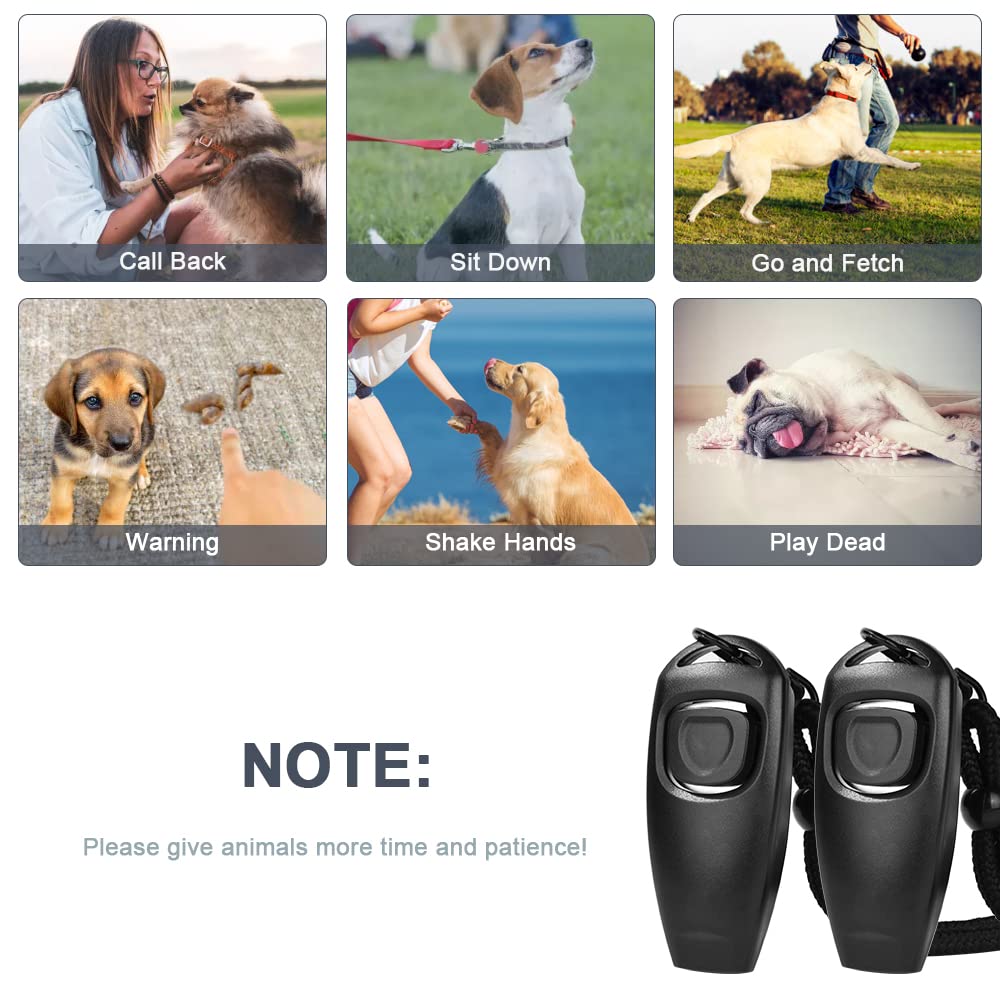 2 in 1 Clicker Professionale, 2 Pezzi Formazione Clicker, Fischietto per Cani con Cordino, Training Clicker per Addestramento Animali Domestici (Cordino)