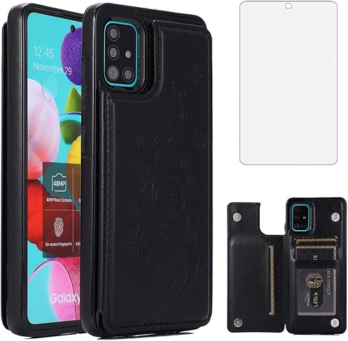 Funda de teléfono para Samsung Galaxy A51 4G con protector de pantalla de vidrio templado y tarjetero con soporte para tarjetero, accesorios de disponible en Yaxa Costa Rica