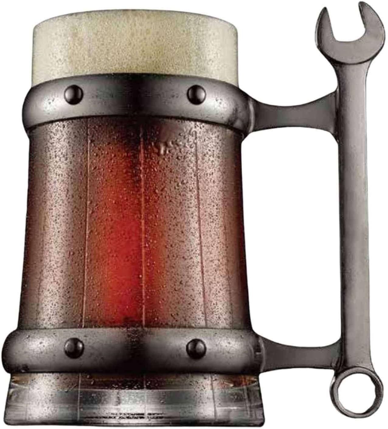 PiWine Beer Mugs Set,Personalized Glass Beer Mug With Handle,Medieval Vintage Hardware Style Glass Cup,Fashion Drinkware Cup For Beer Coffee Drinks Milk Etc-hammer-500ML (Color : Torx wrench)