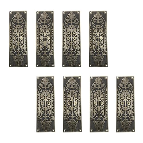Adonai Hardware 10 Inch Nezib Decorative Brass Push Plate - 8 Pack (Antique Brass)