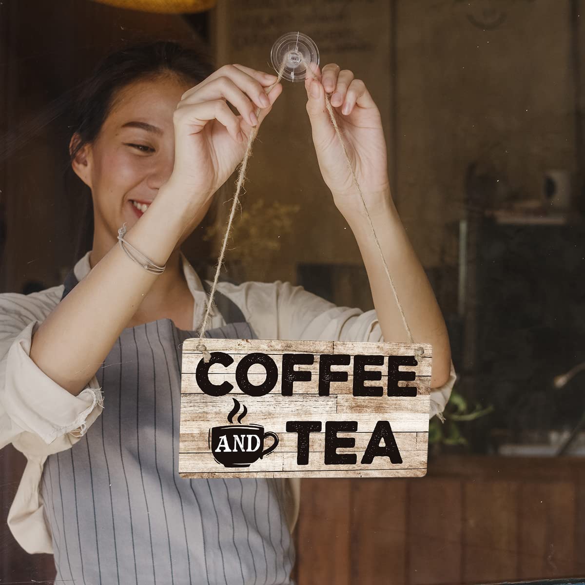 Cartello In Legno "Freshly Brewed" Per Bar E Caffè - Decorazione Da Parete 30x20 Cm Con Corda Appendibile