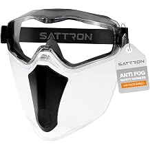 Safety Goggles with Detachable Face Shield, Clear Lens, Anti-Fog, ANSI Z87.1, Scratch and Impact Resistant, UV Protection, Over Glasses, Adjustable Headband for Work