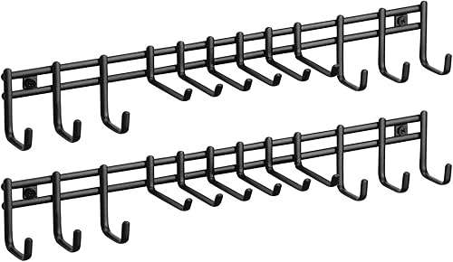 Miniatura 7 de mDesign Organizador de accesorios y centro de almacenamiento de metal para montaje en pared, moderno soporte delgado para corbatas, cinturones,