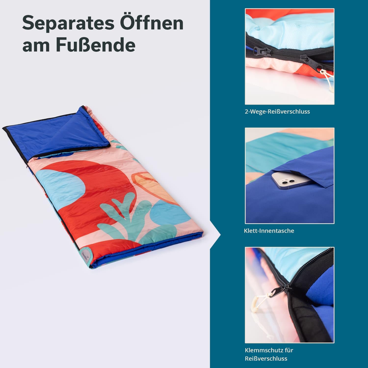 Skandika Saco de Dormir Sovro 190 | para Adultos, 3 Estaciones, se Puede Utilizar como Saco de Dormir Doble, Saco de Dormir de Camping con Almohada