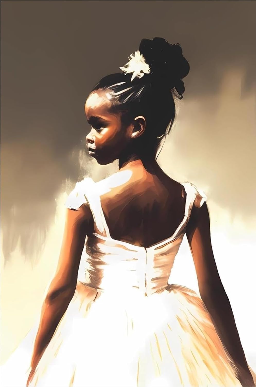 POEOIEX African Girl 5D Little African Girl Dancing Ballet Diamond Painting Kits for Adults, DIY Full Round Drill Gem by Number Craft for Wall Decoration 20x30 inch