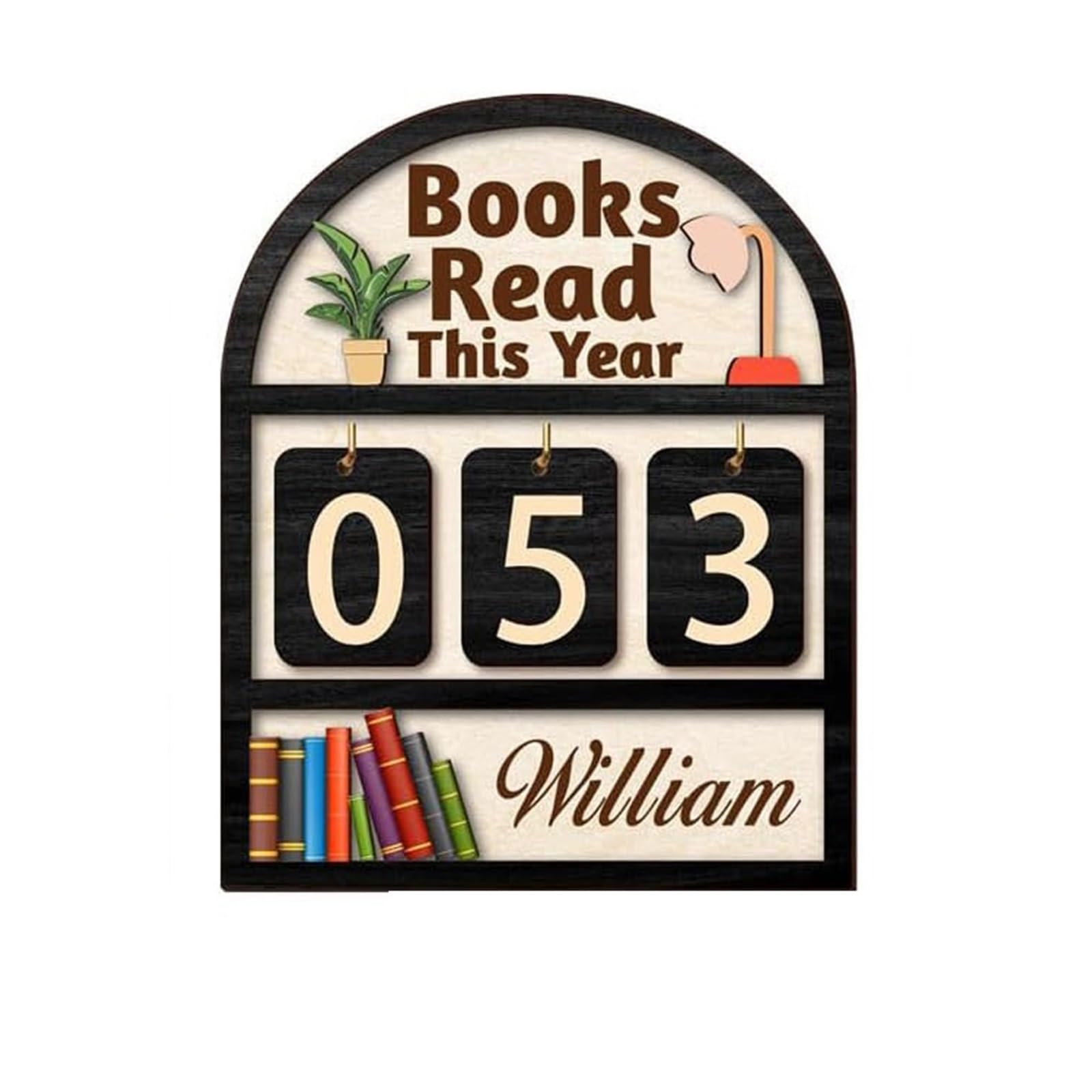 Wooden Book Read Counter - Reading Challenge Tracker For Book Lovers(Black)