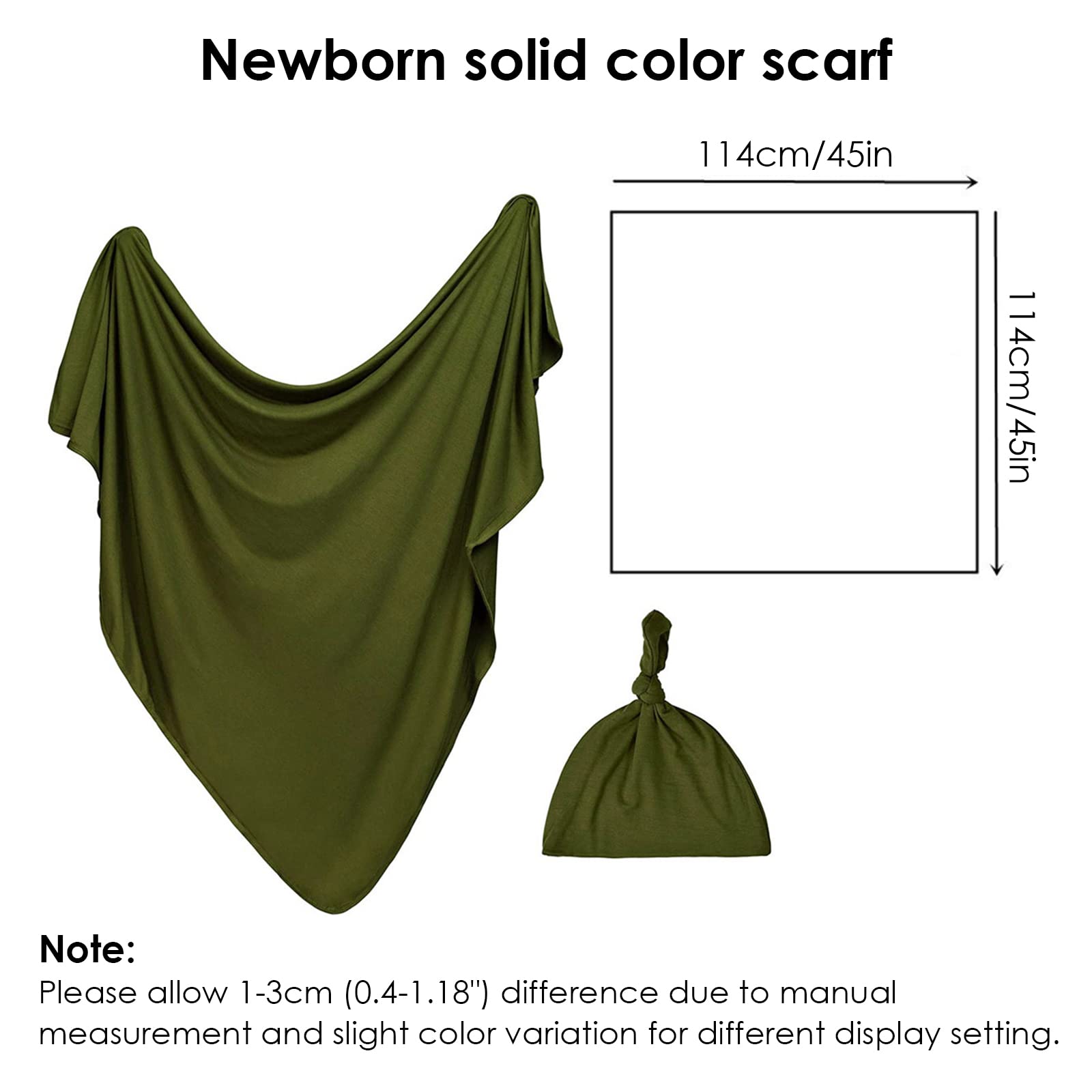 Conjunto de Gorro y Manta para bebé, Envoltura para recién Nacidos, bebés, niños y niñas (45 x 45)