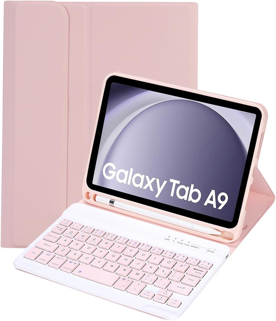 Keyboard Case for Samsung Galaxy Tab A9 8.7 Inch 2023, Detachable Keyboard with Pencil Holder, Protective Cover for Tab A9 8.7" Tablet SM-X110/X115/X117,Blue