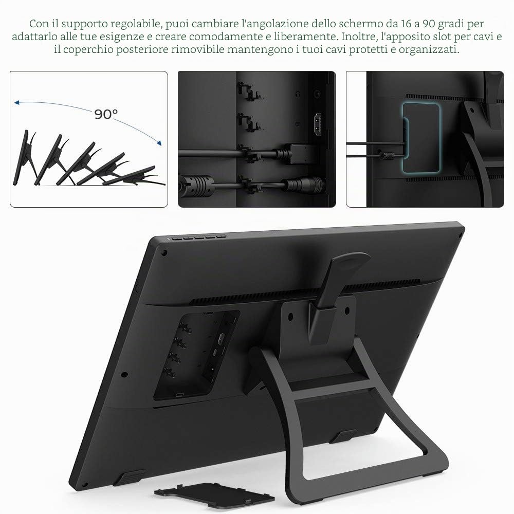 XP-PEN Artist 22 (2a generazione) Tablet da disegno da 21,5" con schermo 1080p con 86% di gamma di colori NTSC, penna senza batteria e supporto regolabile, supporta Windows e Mac