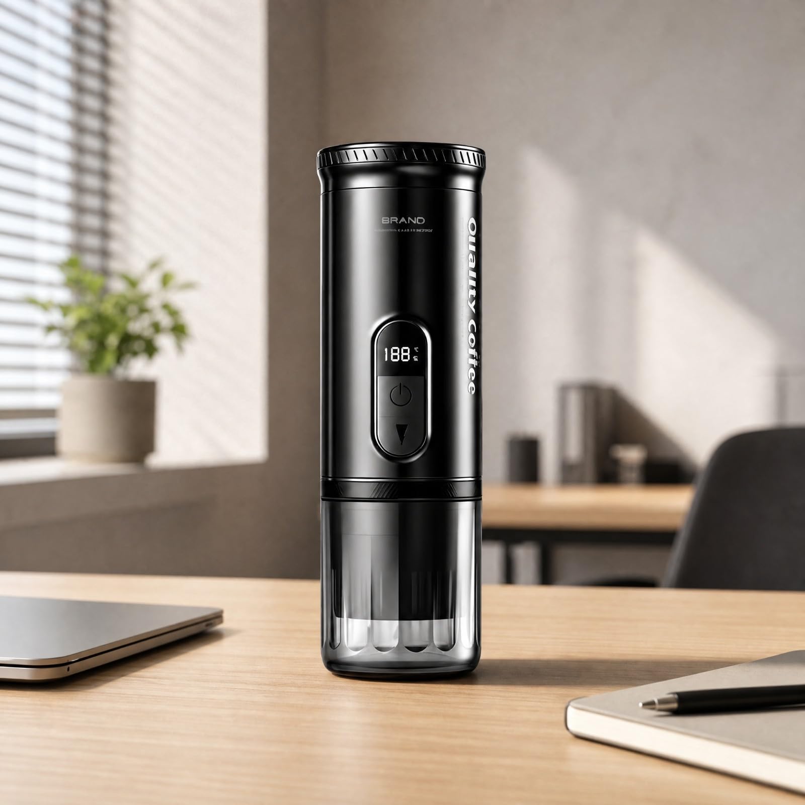 Qianly Máquina Café Portátil Compacta con Pantalla Digital Máquina Café Digital para Excursiones Al Libre