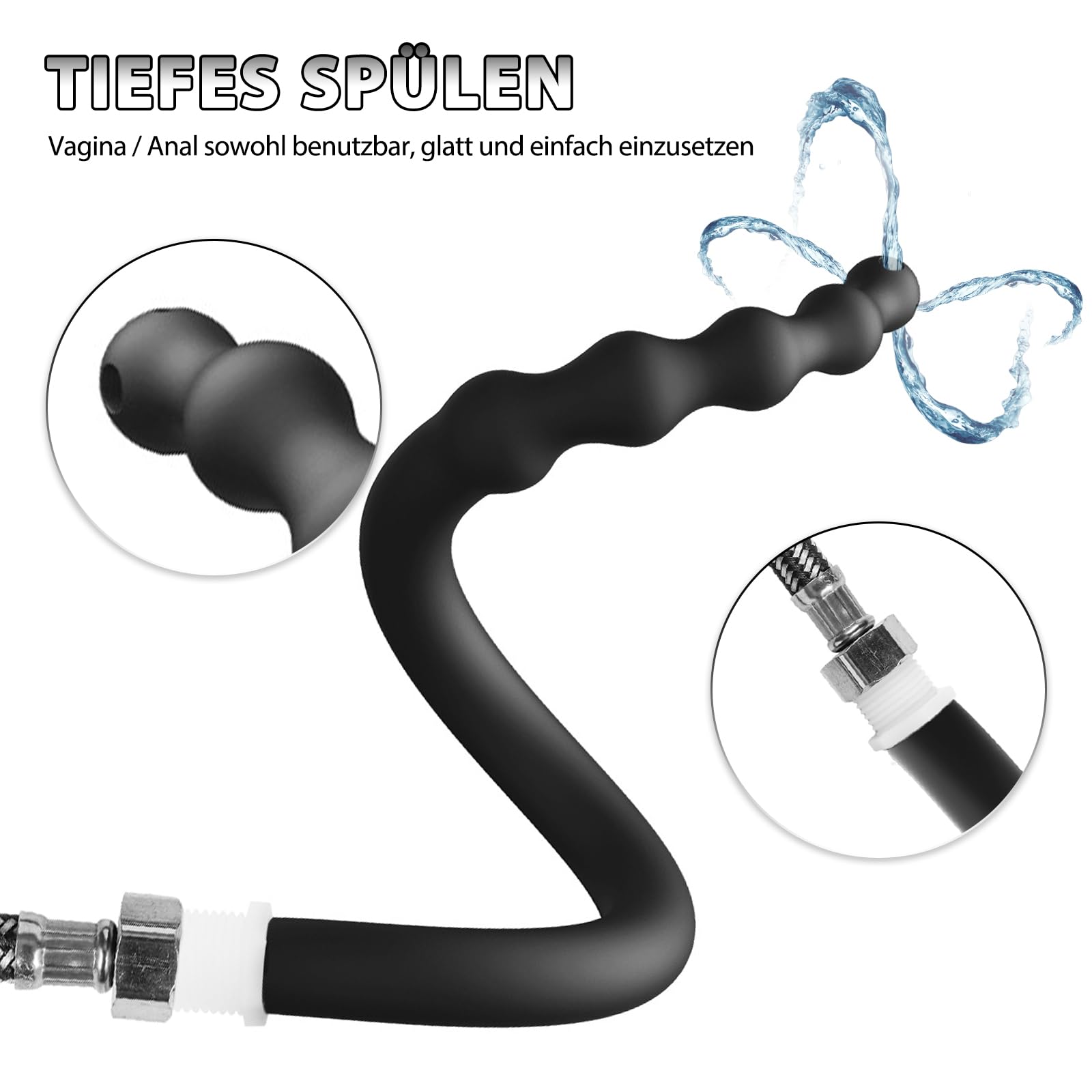 BDSMJOY tubo flessibile per doccia con Plug anale cavo trasparente, Doccia Clistere in Silicone, clistere per Anale Vaginale Colonic, Plug Anale Sex toys Donne Uomo