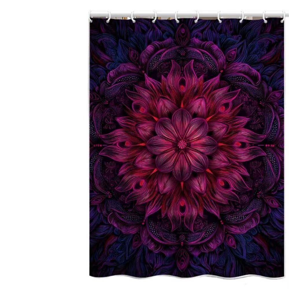 Rideau douche 120x180 violet mandala polyester anti moisissure