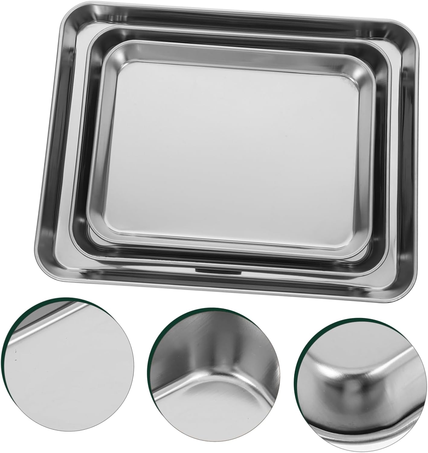 ABOOFAN 3pcs Induction Oven Pan Set Stainless Steel Baking Sheet Rack Easy Clean Nonstick for Family Gatherings and Parties