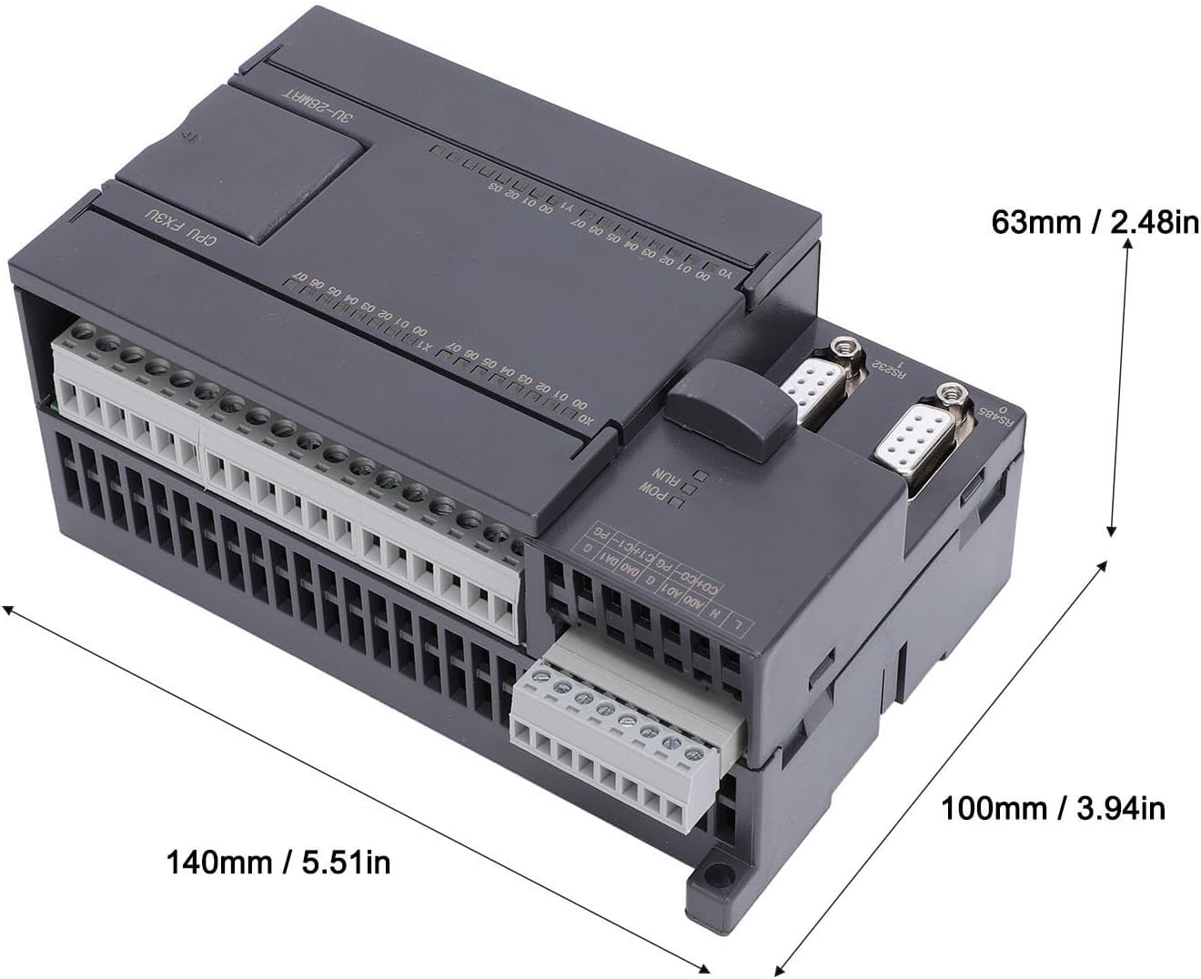 AUNMAS PLC Control Board, 16 in 12 Out Download Speed 38.4Kb 60K High Speed WS3U Processor Programmable Logic Module Controller for GX Works2