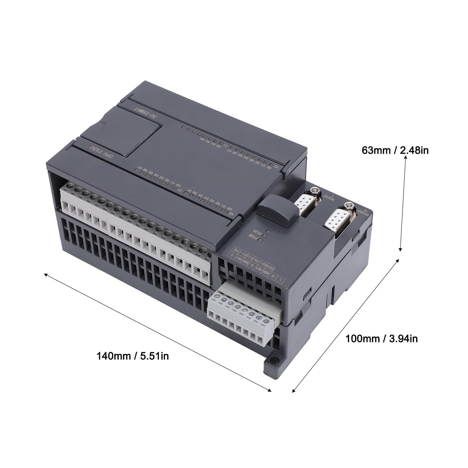Controller PLC a 32 Bit, 16in12 Out 2 60K Velocità di Download 38,4 Kbps, Monitoraggio con Software GX Developer o GX Works2, 3 Ingressi di Tensione, 3 Ingressi di Corrente