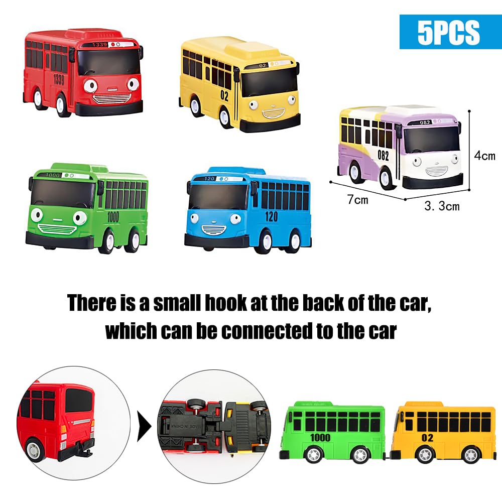 Produktbild von MaSif Mini Bus Spielzeug 5PCS Mini Pull Spielzeugautos,Spielzeugautos Set, Bus Modellauto, Geschenke Für Jungen Und Mädchen