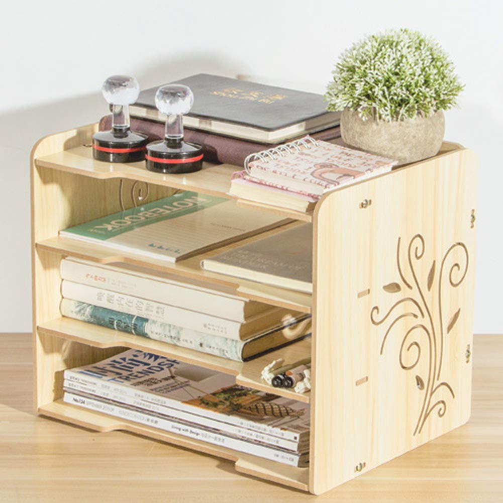 Supports pour bacs à Lettres et Supports d'empilage, Support de fichier de Support de Papier A4 pour Ordinateur de Bureau, classeur de Bureau à 4 Niveaux et Rangement Bureau pour écoles,Beige